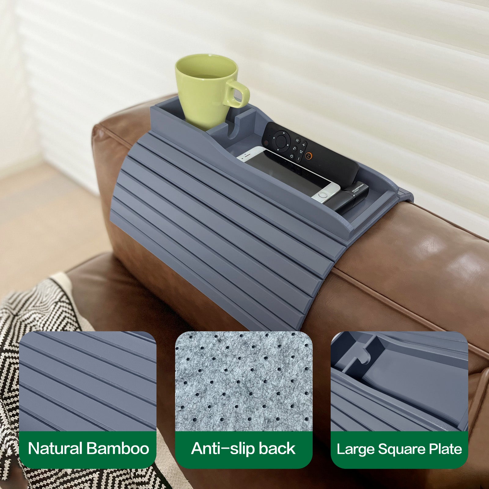 Bamboo Couch Cup Holder (Black)