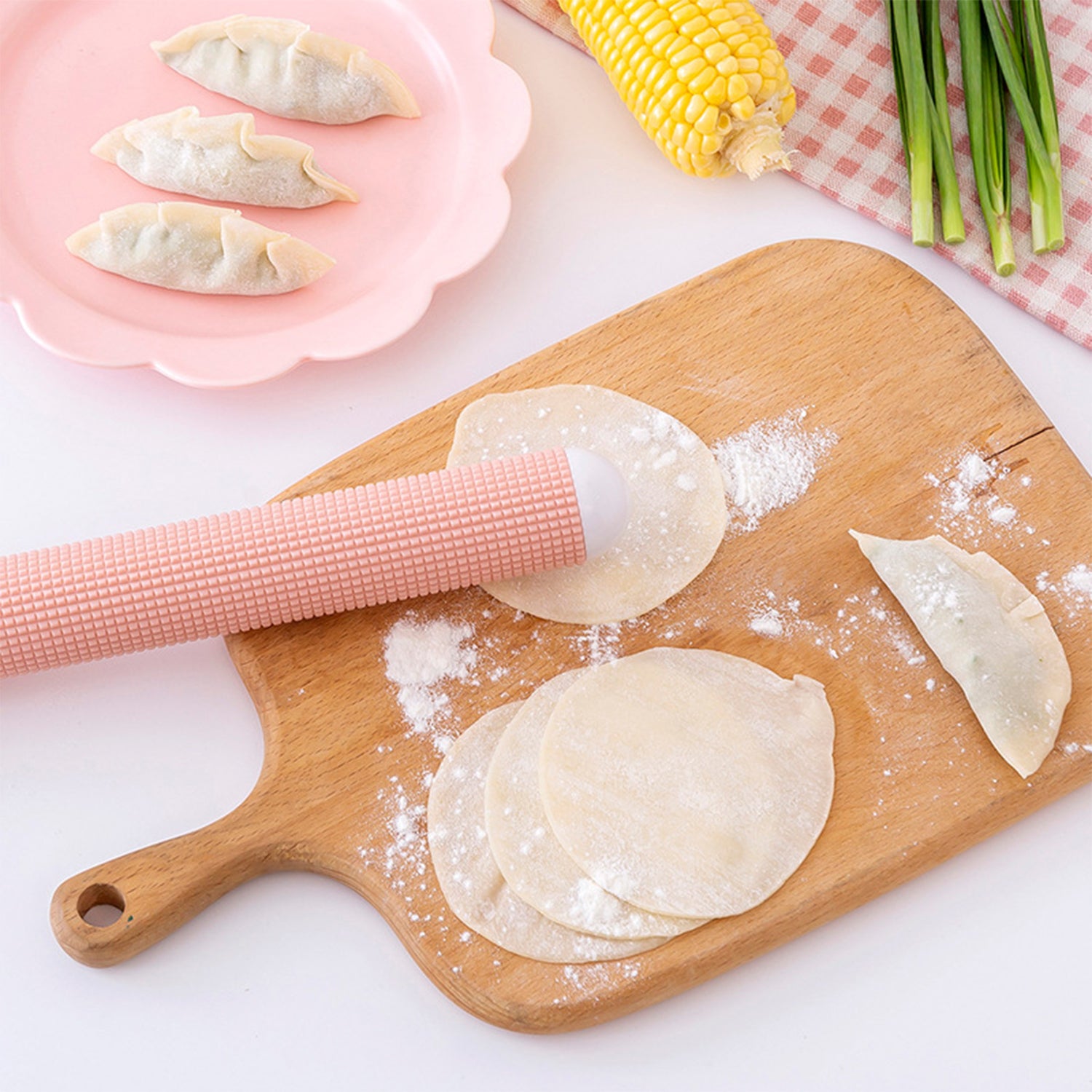 Classic Wood Rolling Pin for Baking, Professional Hardwood Dough Roller with Comfort Grip Handles for Pizza, Pie Crust