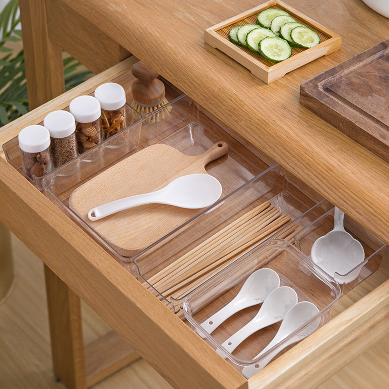 Clear Makeup Organizer with Drawer, Cosmetic Storage for Dresser Countertop and Bathroom Vanity