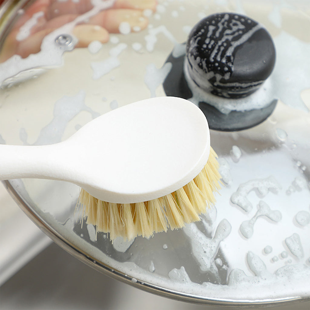 Dish Brush Set with Bamboo Handle, Kitchen Brushes for Cleaning Pot, Sink and Stove, Skillet Scrubber with Tough Bristles