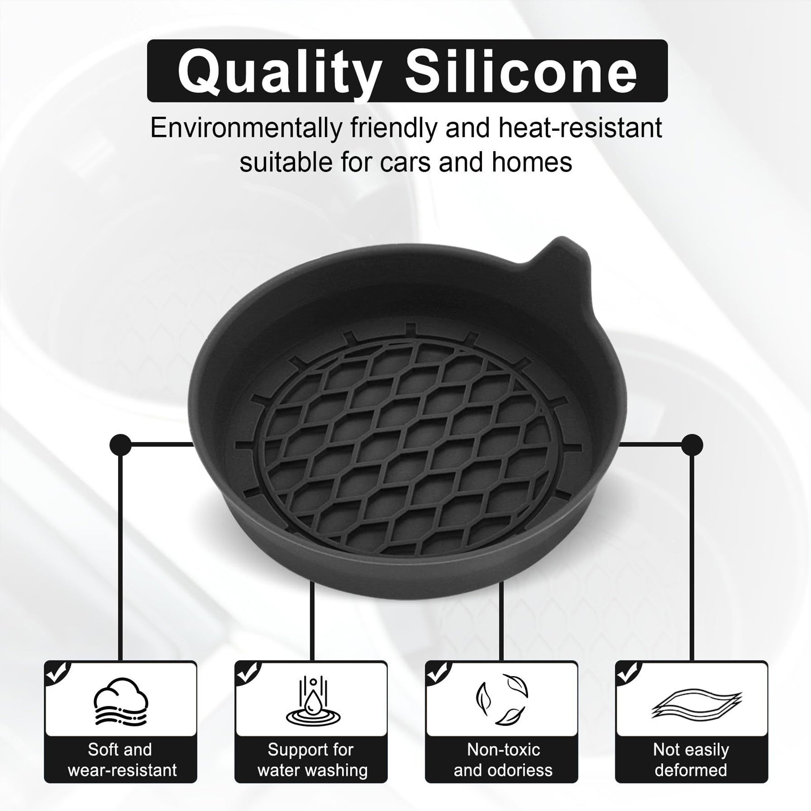 Silicone Car Cup Holder Coasters, 4 Pack Non-Slip Mat for Drink Placement, Universal Fit for Vehicle Cup Holders