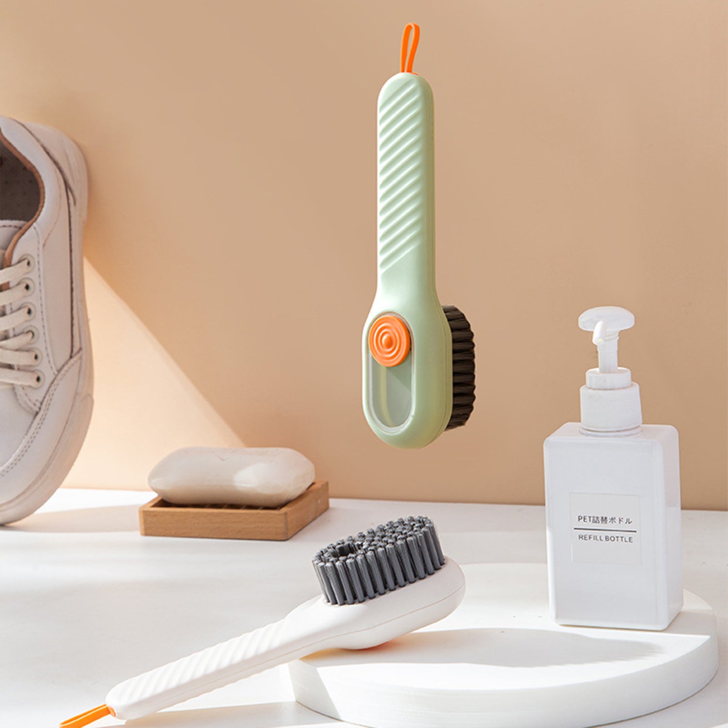 2 Pack Shoe Cleaning Brush -Sneaker Shoe Cleaner Brush-Soft Bristle Cleaning Shoes Scrubber-Long Handle Shoe Scrubbing Brush