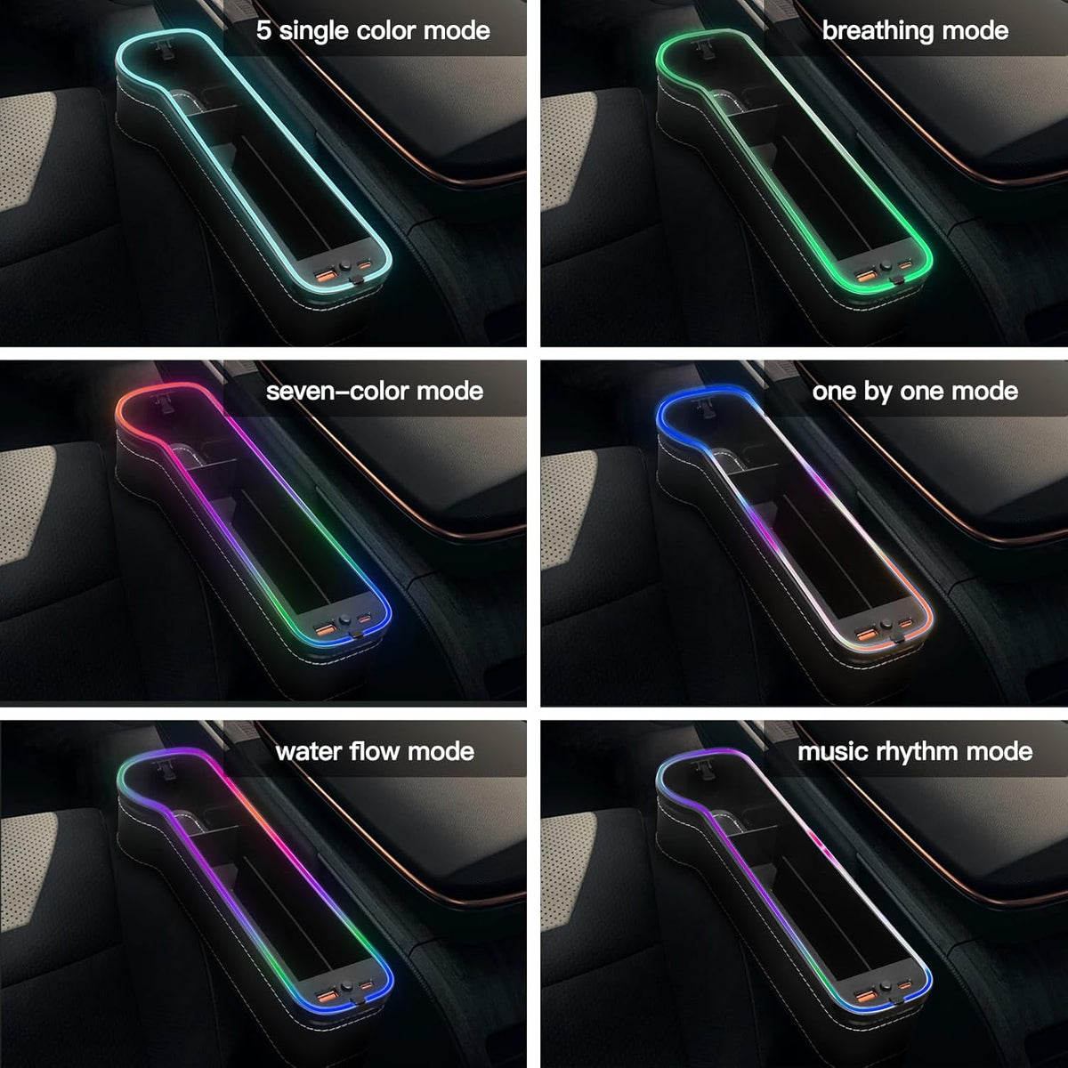 Aorsnlar 2 Pack Car Seat Gap Filler with LED Light