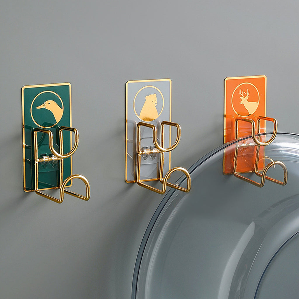 Adhesive Hooks, Heavy Duty Washbasin Hook Stainless Steel Robe Towel Hook for Hanging Washbasin Bathroom Kitchen(2 Pack)