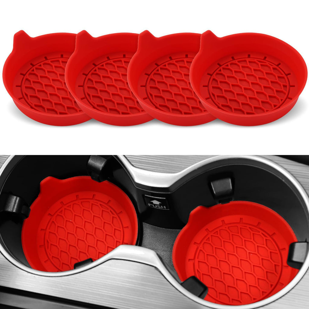 Silicone Car Cup Holder Coasters, 4 Pack Non-Slip Mat for Drink Placement, Universal Fit for Vehicle Cup Holders