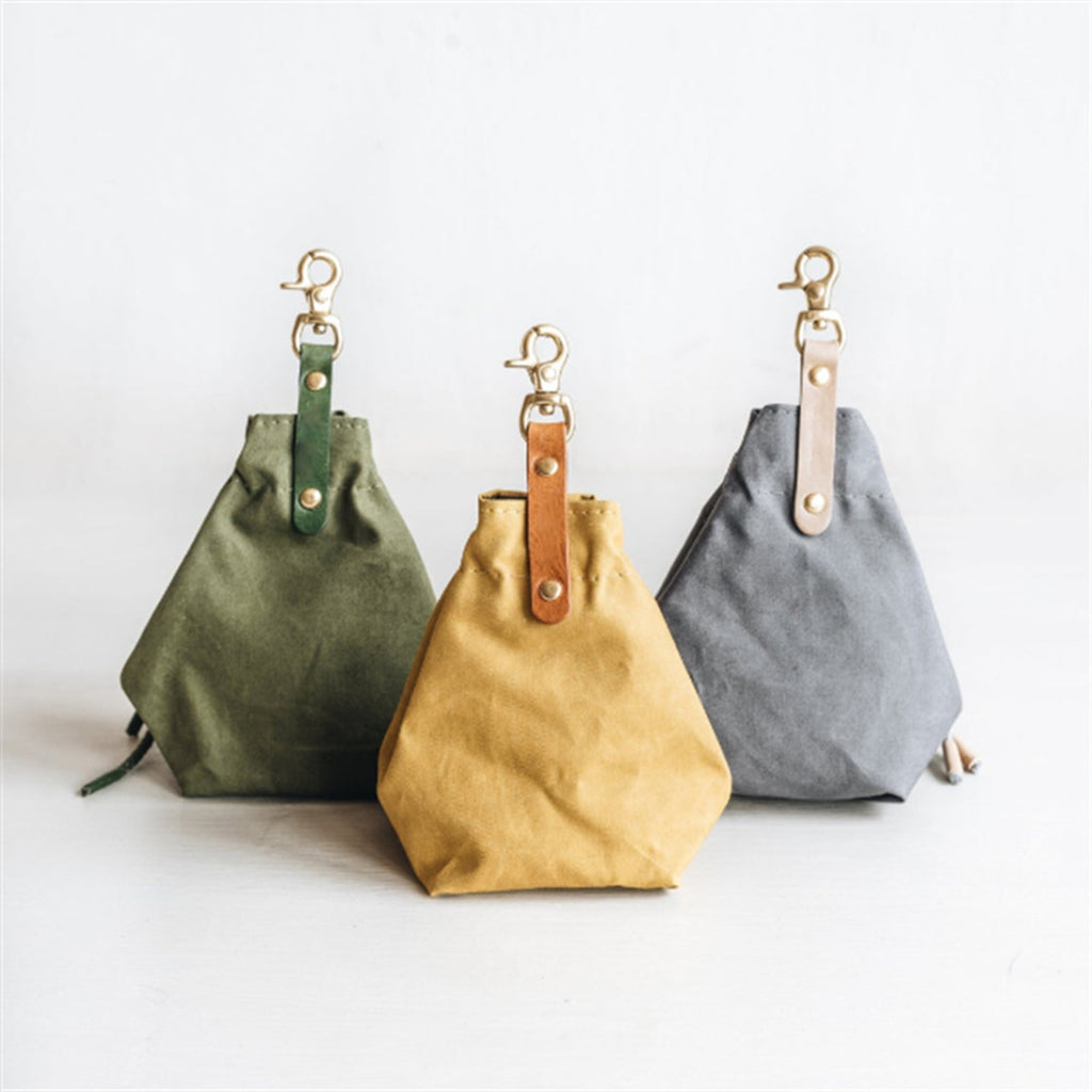 Pet Food Storage Bag, Waterproof Thick Canvas Treat Pouch Portable Carrier for Outdoor Training