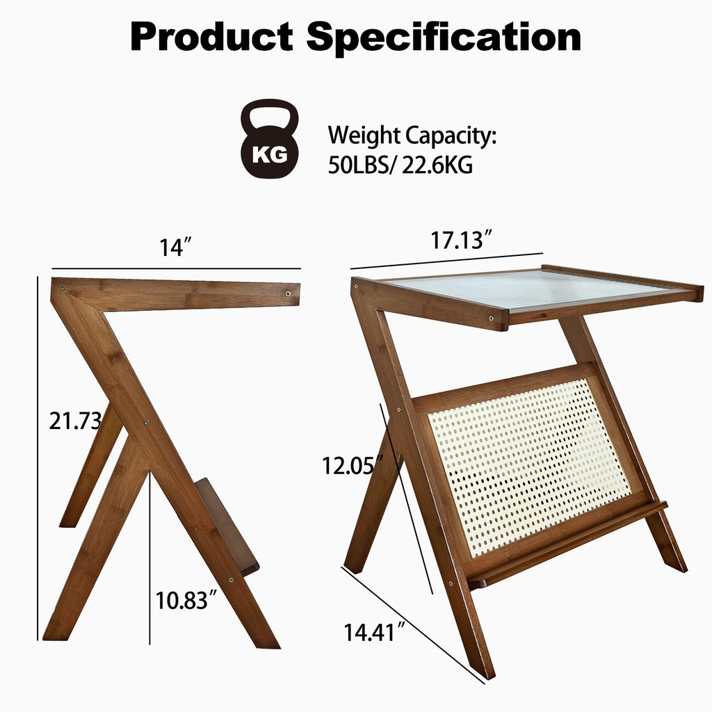 Rattan Side Table (Walnut)
