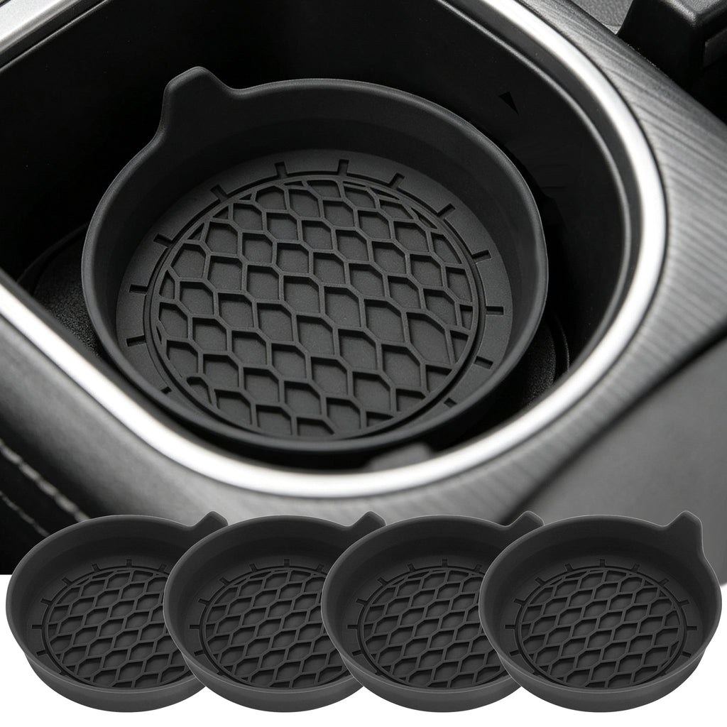 Silicone Car Cup Holder Coasters, 4 Pack Non-Slip Mat for Drink Placement, Universal Fit for Vehicle Cup Holders