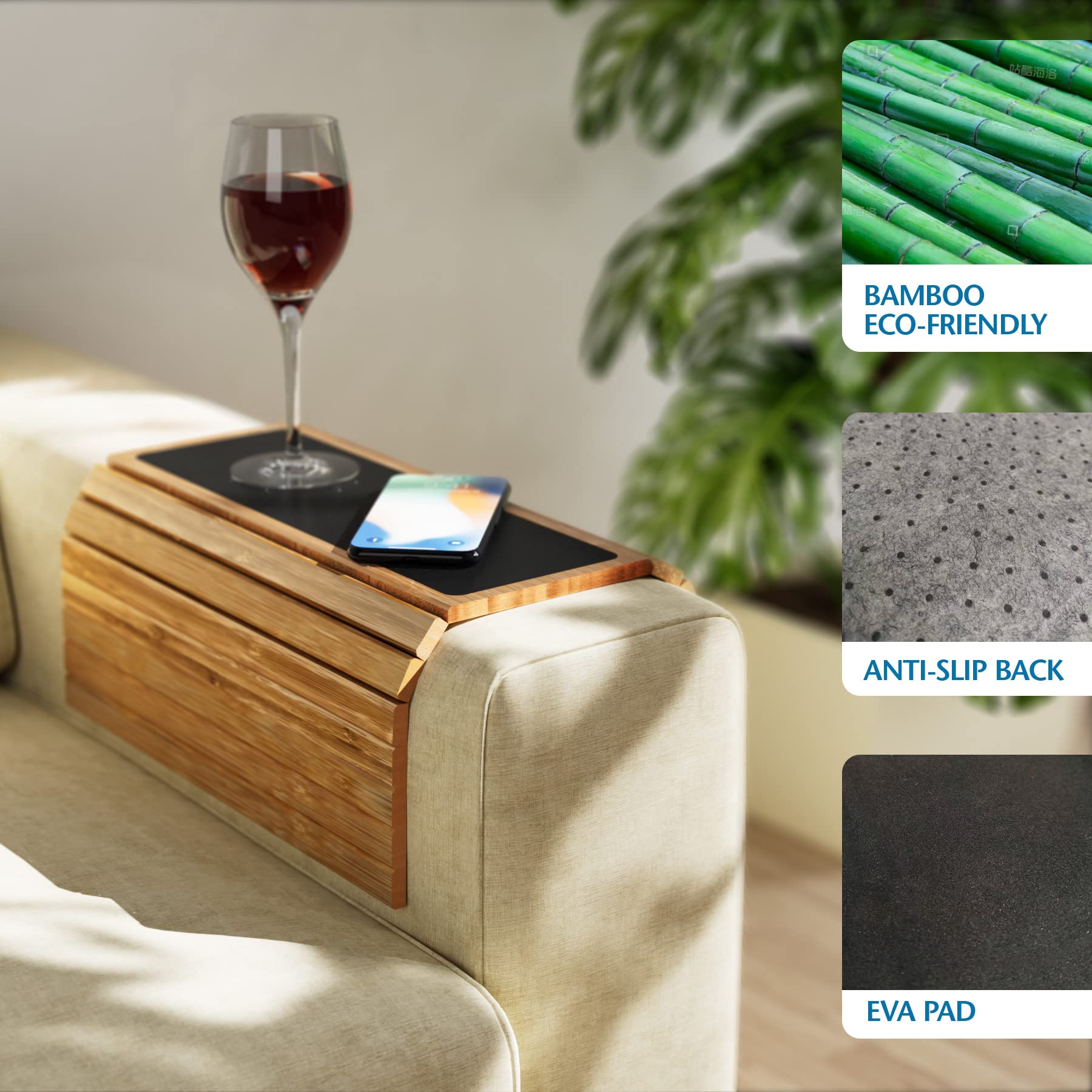 Bamboo Couch Arm Tray (Natural)